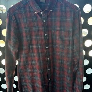 ASOS Men's Plaid Button-Down Shirt - Burgundy and Navy